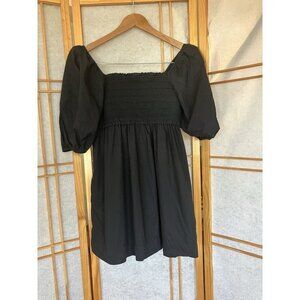 Women’s American Eagle Smocked Dress Puff Sleeve Babydoll Mini Black Small